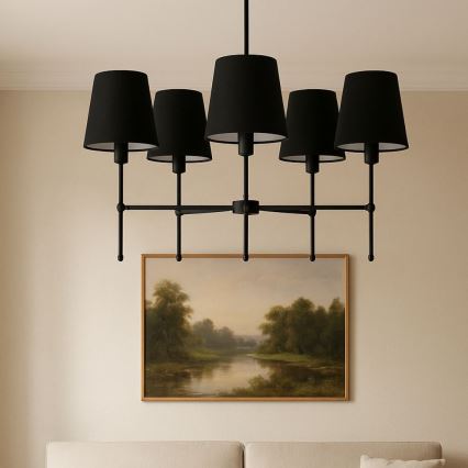 Luster na šipci MADELA 5xE14/40W/230V crna