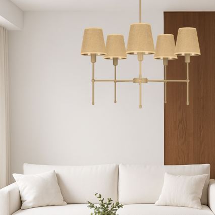 Luster na šipci MADELA 5xE14/40W/230V juta/bež
