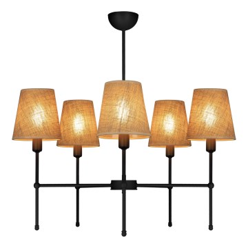 Luster na šipci MADELA 5xE14/40W/230V juta/crna