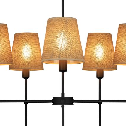 Luster na šipci MADELA 5xE14/40W/230V juta/crna