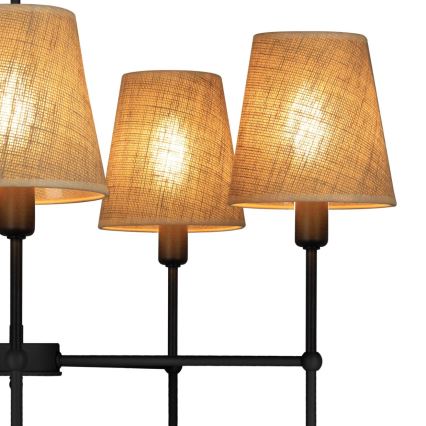 Luster na šipci MADELA 5xE14/40W/230V juta/crna