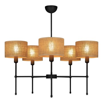 Luster na šipci MADELA 5xE14/40W/230V juta/crna
