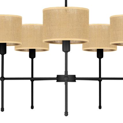 Luster na šipci MADELA 5xE14/40W/230V juta/crna