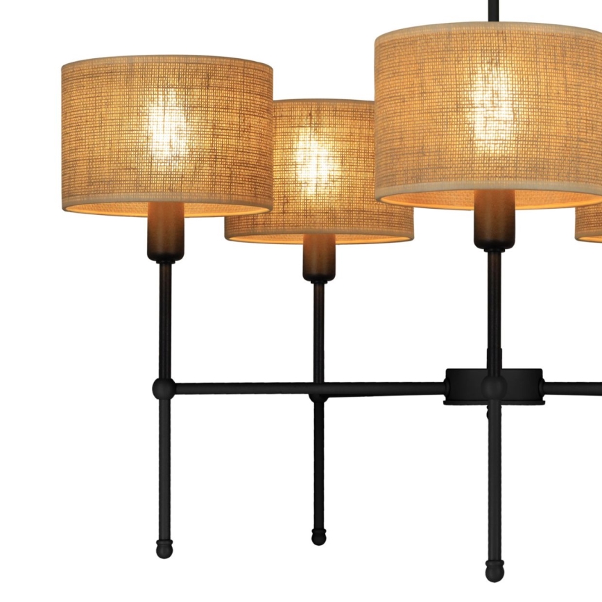 Luster na šipci MADELA 5xE14/40W/230V juta/crna