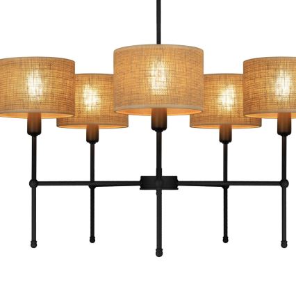 Luster na šipci MADELA 5xE14/40W/230V juta/crna