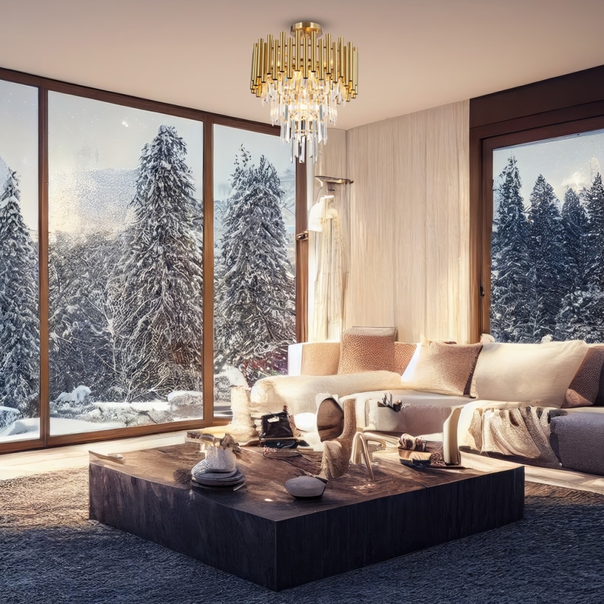Luster na šipci MADISON 9xE14/40W/230V zlatna