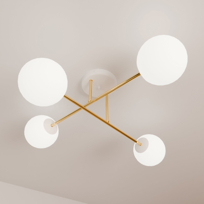 Luster na šipci MAGNUM 4xE14/10W/230V bela/zlatna