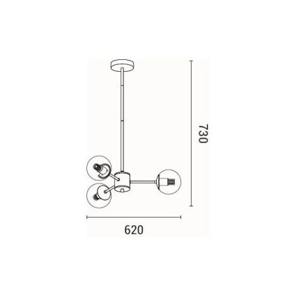 Luster na šipci PUFF 3xE27/40W/230V mesing