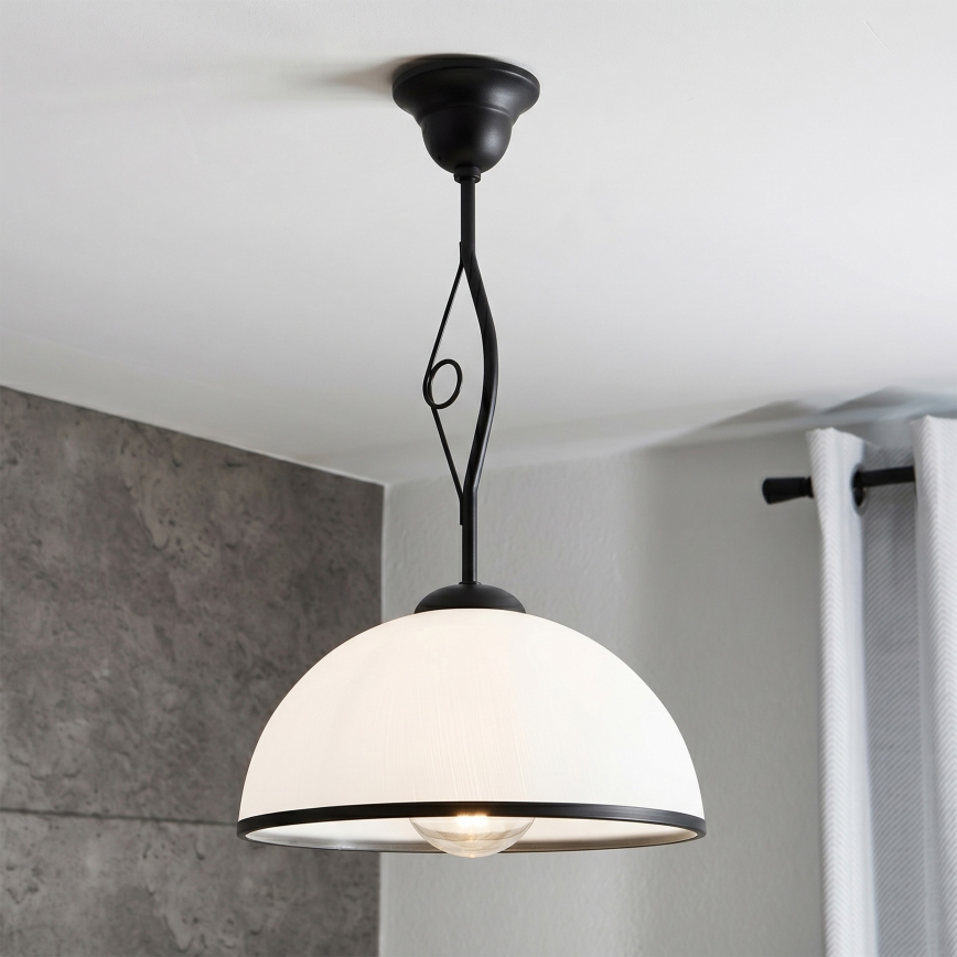 Luster na šipci RETRO 1xE27/60W/230V crna/bela