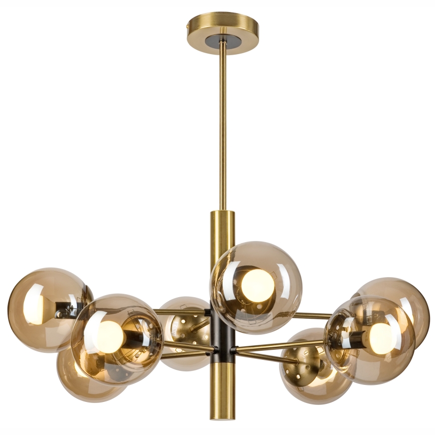 Luster na šipci ROLLO 8xE14/5W/230V zlatna/zadimljeno-bež