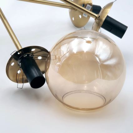 Luster na šipci ROLLO 8xE14/5W/230V zlatna/zadimljeno-bež