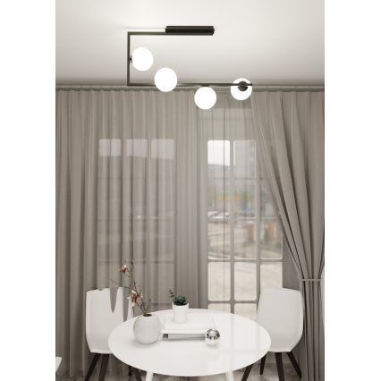 Luster na šipci SOMA 4xE14/10W/230V crna/bela