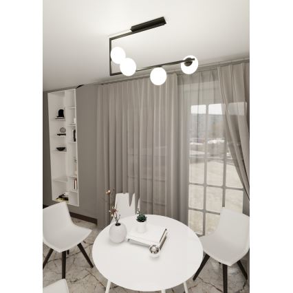 Luster na šipci SOMA 4xE14/10W/230V crna/bela