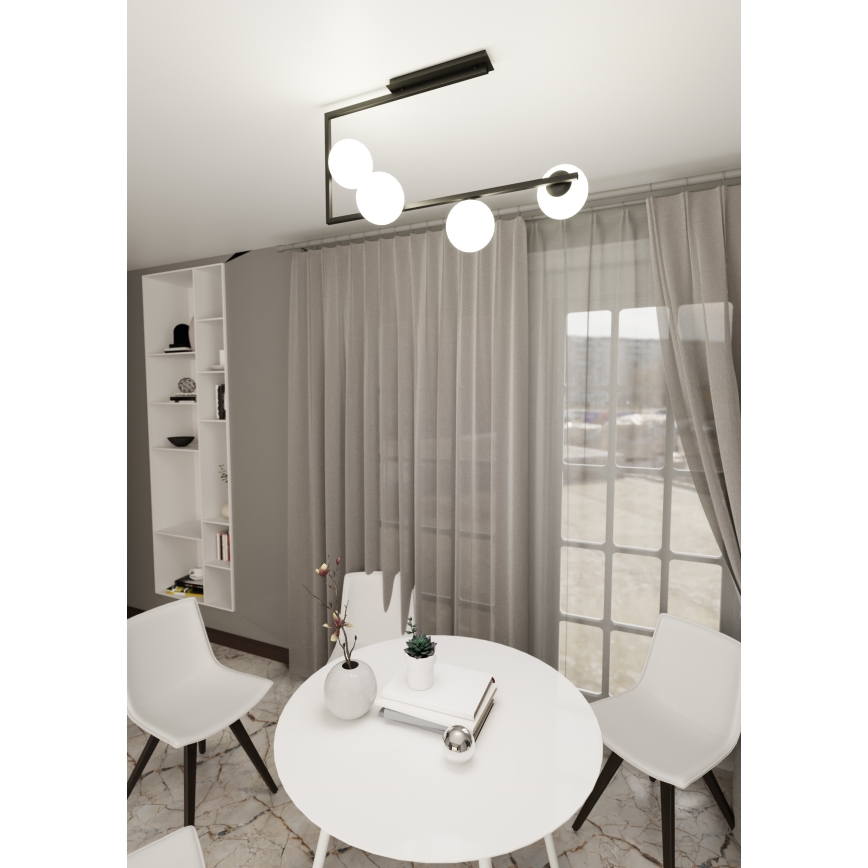 Luster na šipci SOMA 4xE14/10W/230V crna/bela