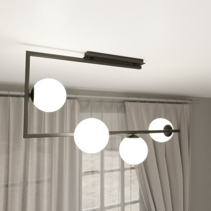 Luster na šipci SOMA 4xE14/10W/230V crna/bela