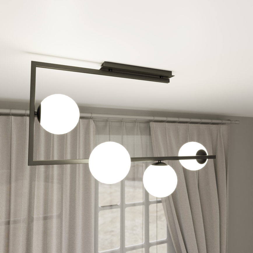Luster na šipci SOMA 4xE14/10W/230V crna/bela