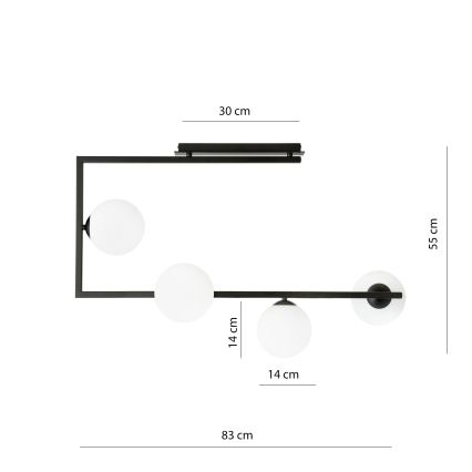 Luster na šipci SOMA 4xE14/10W/230V crna/bela