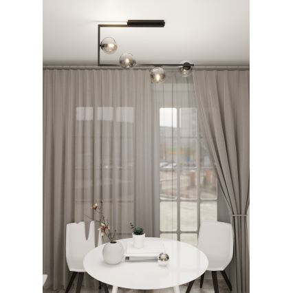 Luster na šipci SOMA 4xE14/10W/230V crna/siva