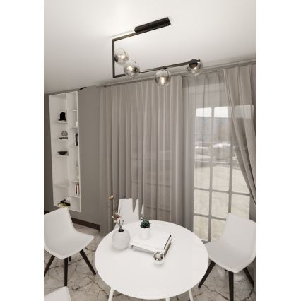 Luster na šipci SOMA 4xE14/10W/230V crna/siva