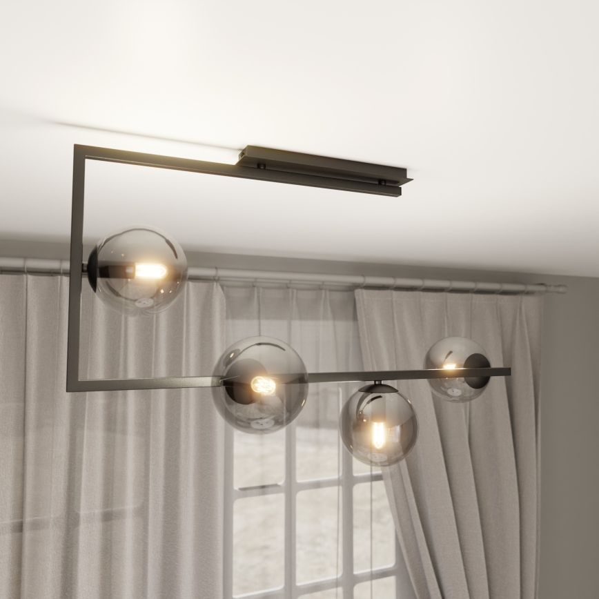 Luster na šipci SOMA 4xE14/10W/230V crna/siva