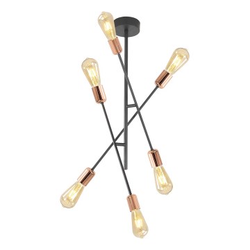 Luster na šipci STRAIGHT 6xE27/15W/230V crna/bakarna