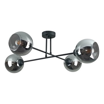 Luster na šipci VASCO 4xE27/60W/230V crna/zadimljena crna