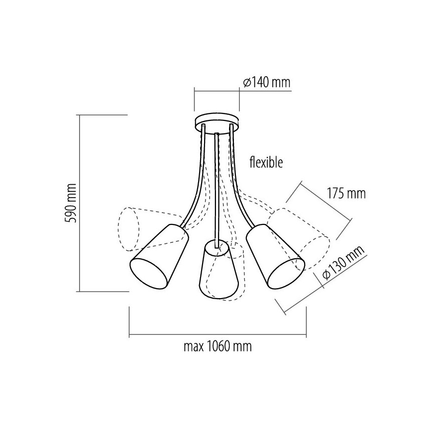 Luster na šipci WIRE COLOUR 3xE27/60W/230V