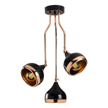 Luster na šipci YILDO 3xE27/40W/230V crna/bakarna
