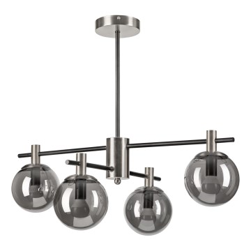 Luster na stalku LILOU 4xE14/5W/230V mat hrom/dimljeno staklo