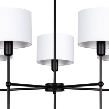 Luster na stalku MADELA 5xE14/40W/230V bela/crna
