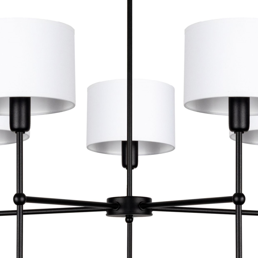 Luster na stalku MADELA 5xE14/40W/230V bela/crna