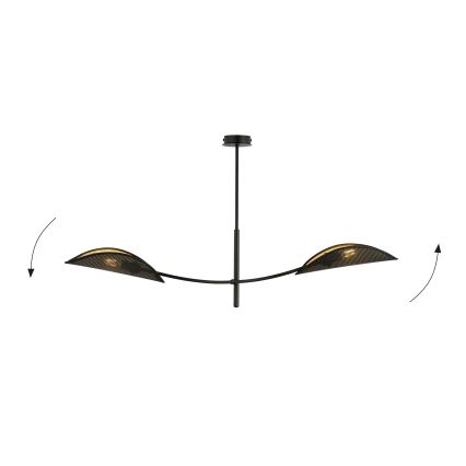 Luster na štangi LOTUS 2xE14/10W/230V crna/zlatna