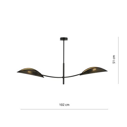 Luster na štangi LOTUS 2xE14/10W/230V crna/zlatna