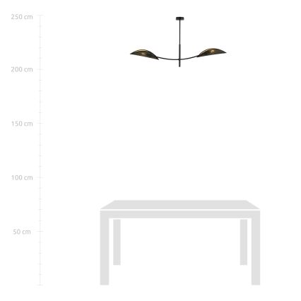 Luster na štangi LOTUS 2xE14/10W/230V crna/zlatna
