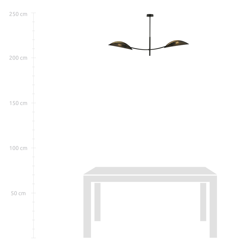 Luster na štangi LOTUS 2xE14/10W/230V crna/zlatna