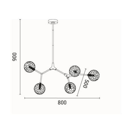 Luster na štangu GALILEA 5xG9/15W/230V siva