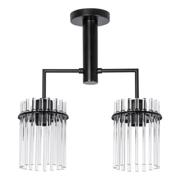 Luster na štapu 2xE27/60W/230V crna/prozirna