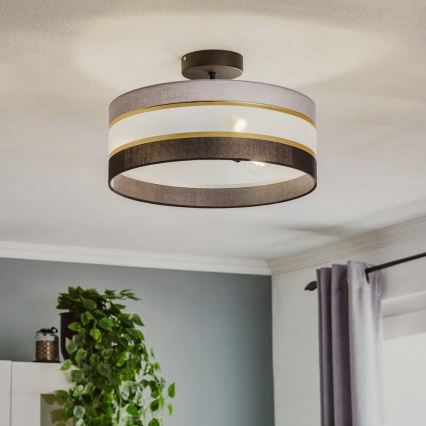 Luster na štapu HELEN 3xE27/15W/230V crna/siva/zlatna