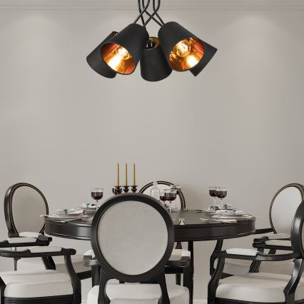 Luster na štapu IRMA 5xE27/60W/230V crna
