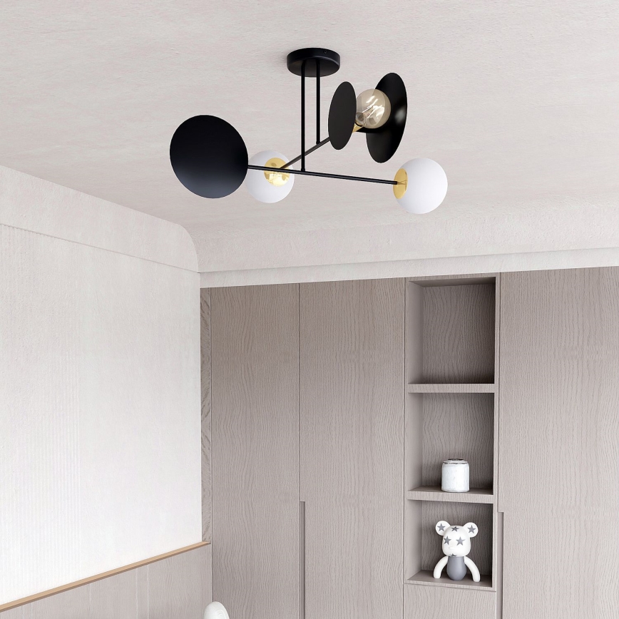 Luster na štapu MINERVA 2xE27/15W + 2xE14/10W/230V crna