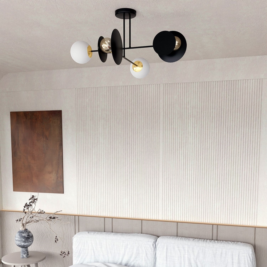 Luster na štapu MINERVA 2xE27/15W + 2xE14/10W/230V crna
