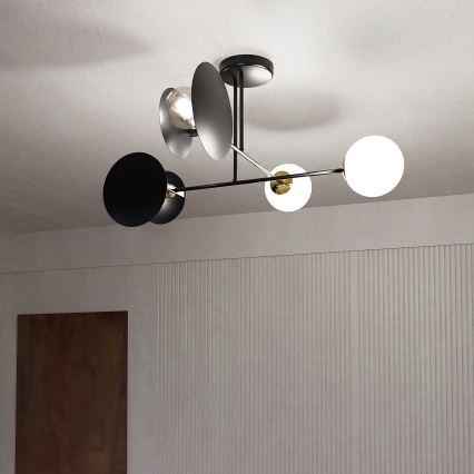 Luster na štapu MINERVA 2xE27/15W + 2xE14/10W/230V crna