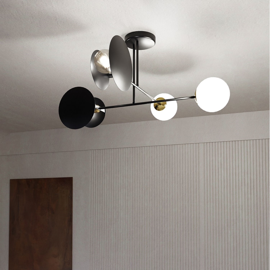 Luster na štapu MINERVA 2xE27/15W + 2xE14/10W/230V crna