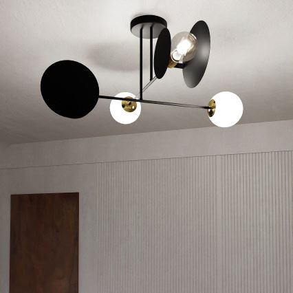 Luster na štapu MINERVA 2xE27/15W + 2xE14/10W/230V crna
