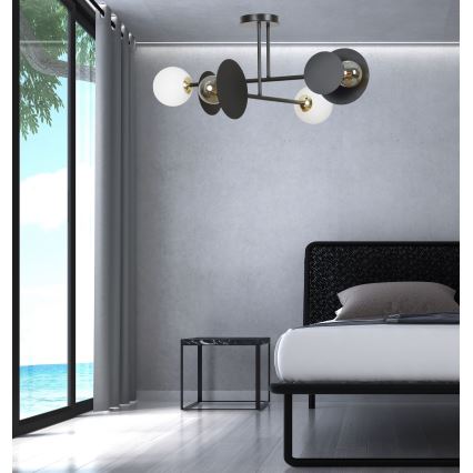 Luster na štapu MINERVA 2xE27/15W + 2xE14/10W/230V crna