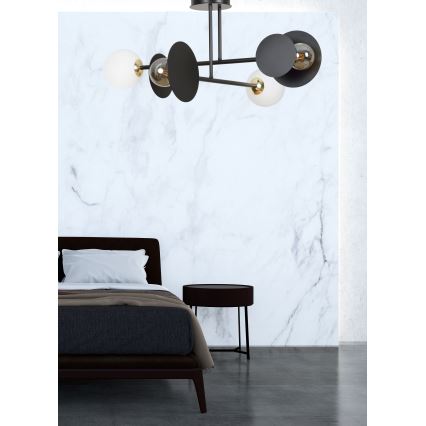 Luster na štapu MINERVA 2xE27/15W + 2xE14/10W/230V crna