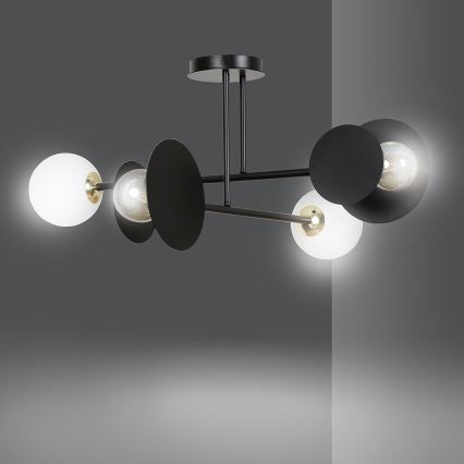 Luster na štapu MINERVA 2xE27/15W + 2xE14/10W/230V crna