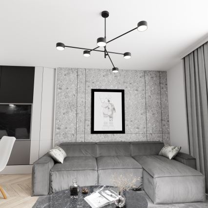 Luster na štapu NATSU, 6xGX53/12W/230V, crne boje