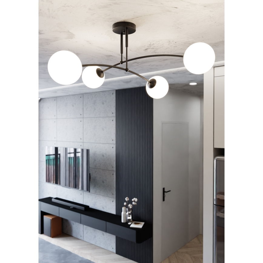 Luster na štapu PREGOS 4xE14/10W/230V crni
