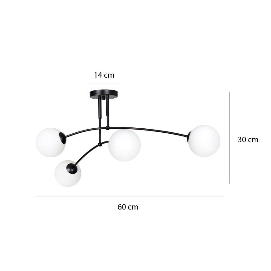 Luster na štapu PREGOS 4xE14/10W/230V crni